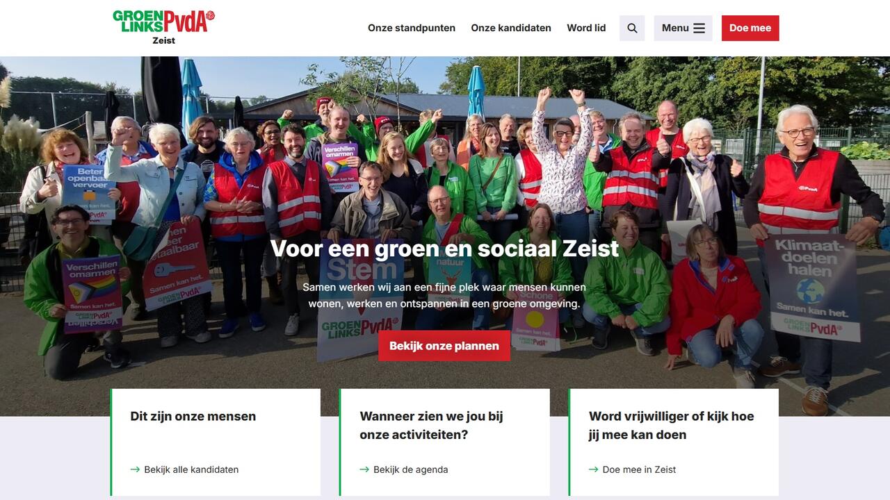 Website GroenLinks-PvdA Zeist